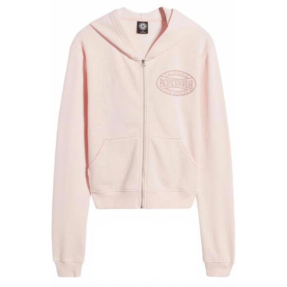 PacSun Arch Zip-Up Hoodie Sweatshirt Pink NWT XL - Picture 1 of 5